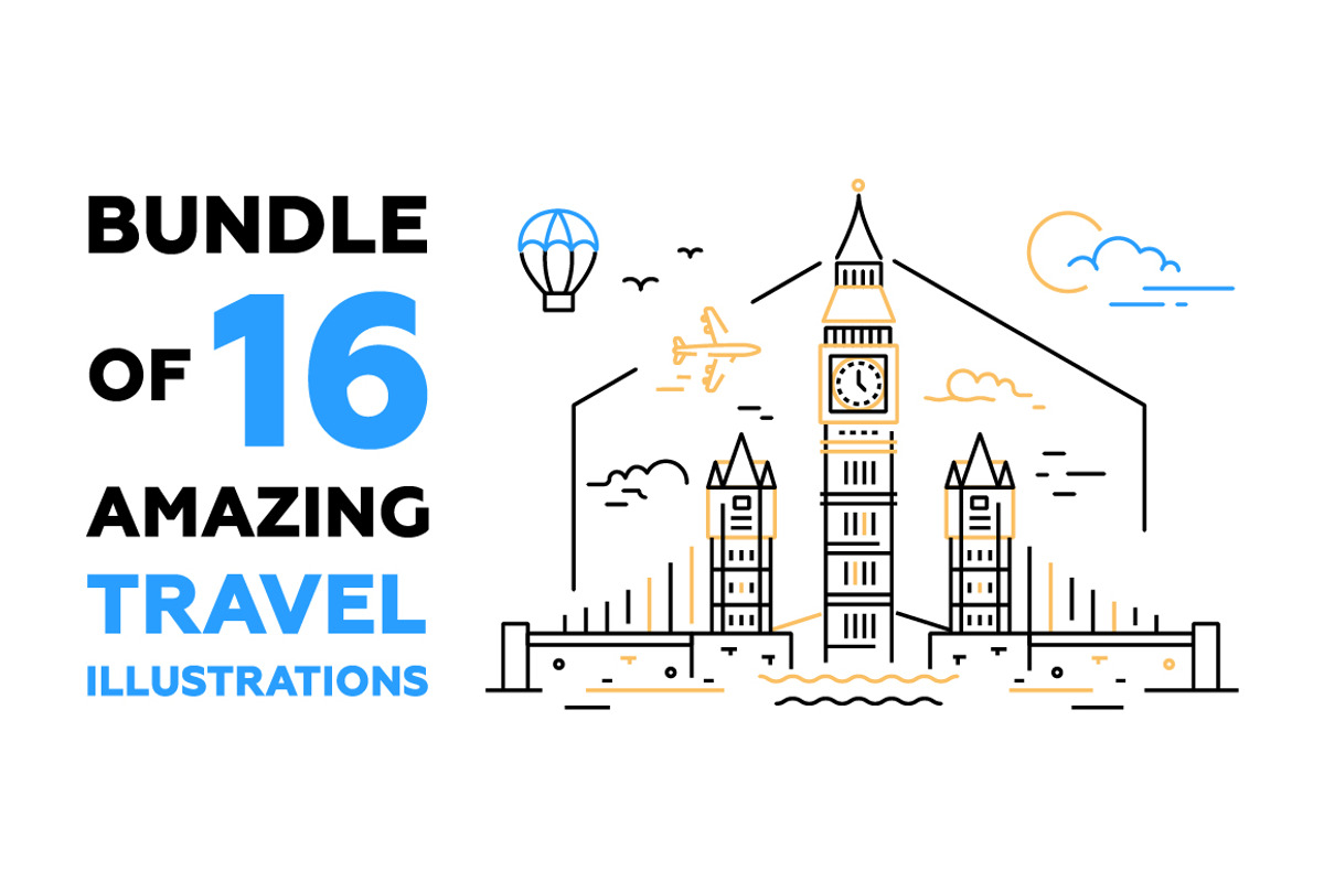 Bundle of 16 Travel Illustrations, an Object Illustration by Boyko Pictures (Photo 1 of 4)