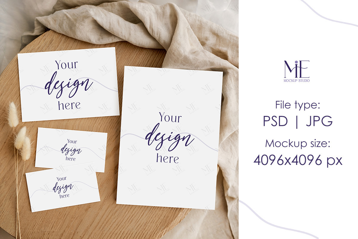 Boho Invitation Suite Card Mockup, a Mockup by Mie Mockup Studio (Photo 3 of 7)