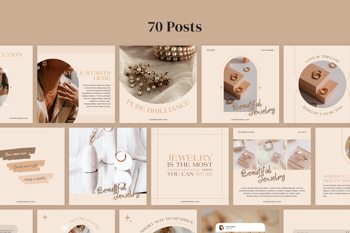 Jewelry Instagram Template for Canva, a Social Media Template by ...