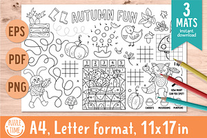 Autumn activity mats collection, an Animal Illustration by Lexi Claus