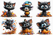 Quirky Halloween Black Cats Clipart, an Animal Illustration by Craft Nest (Thumbnail 2 of 5)
