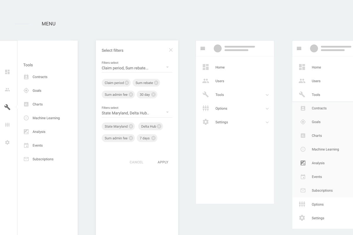 Material Dashboard Wireframe Kit, a Wireframe Template by vadim.zaycev
