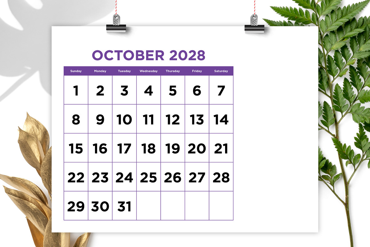 2028 Large No. Color 8.5x11 Calendar, a Stationery Template by Running With Foxes (Photo 6 of 6)