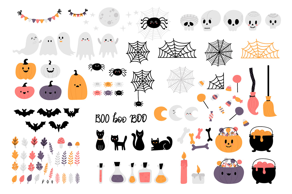 Happy Halloween. Clipart, patterns, a Seasonal Illustration by Helen Sko (Photo 2 of 8)