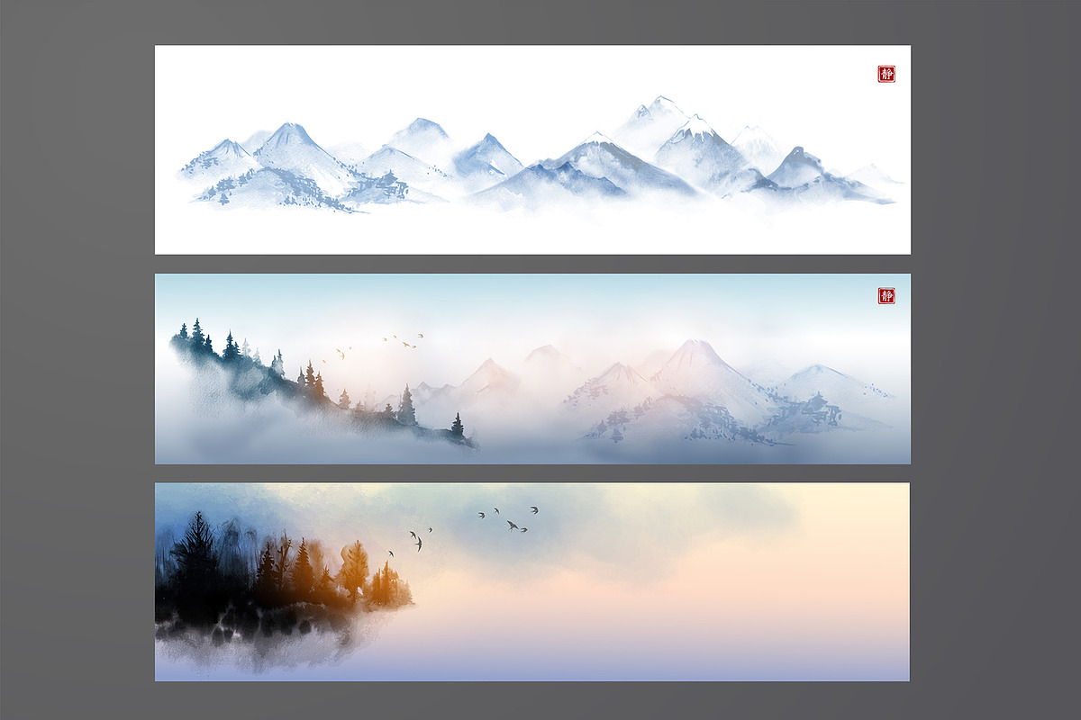 Sumi-e zen landscapes, an Illustration by Elina_Li (Photo 2 of 7)