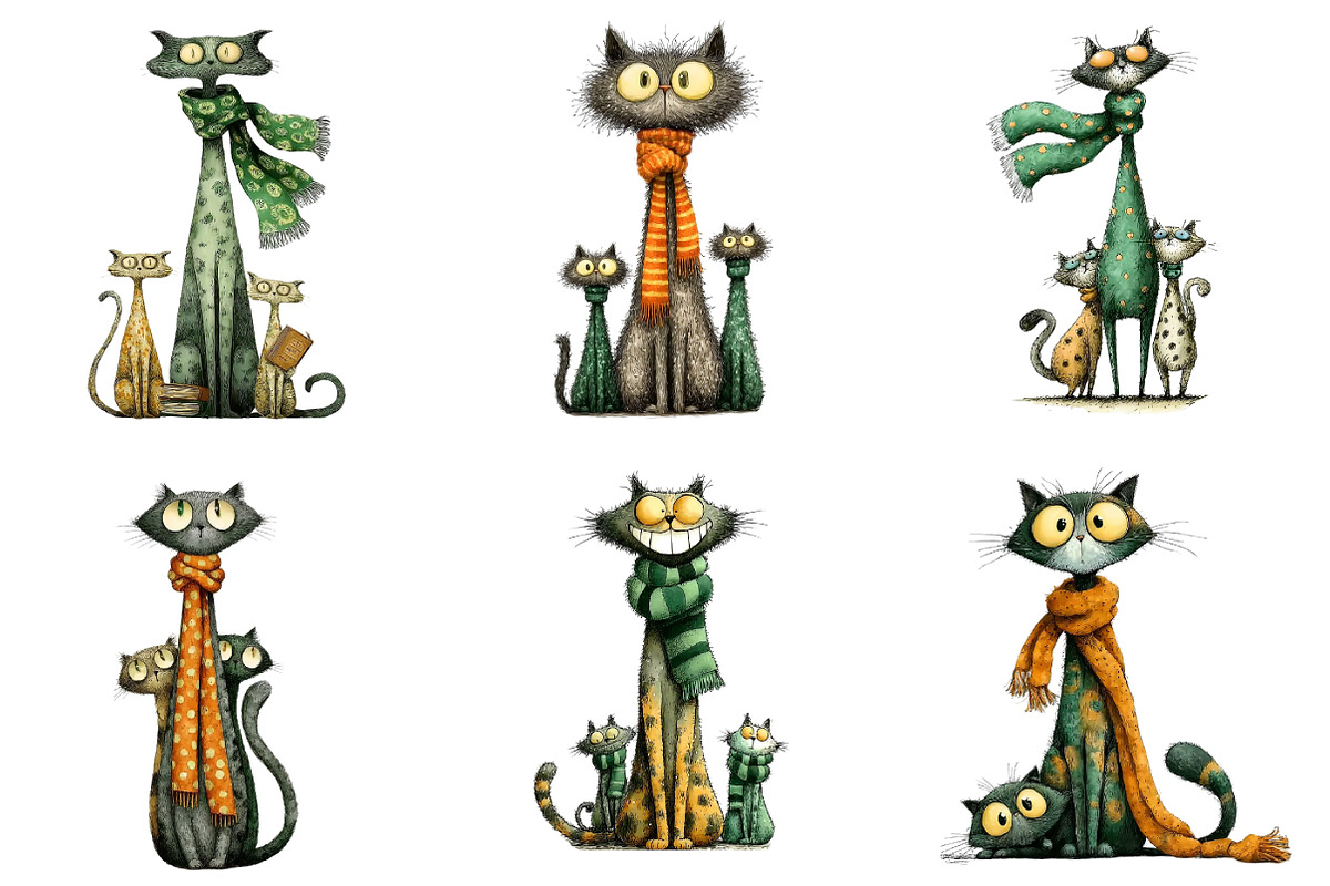 Quirky Christmas Cat Gang Clipart, an Illustration by DreamArtGraphic (Photo 3 of 5)
