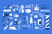 Barbers' equipment set, backgrounds, an Object Illustration by PaperTrident (Thumbnail 2 of 5)