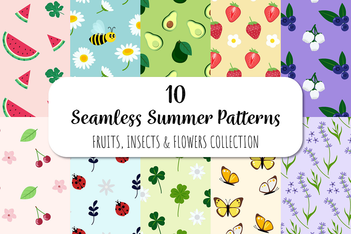 10 Seamless Summer Patterns, a Pattern Graphic by Soulprint Mercury (Photo 1 of 7)