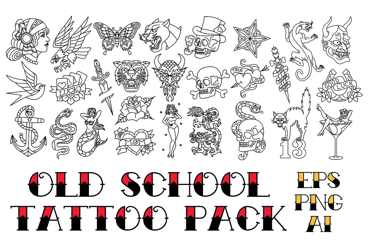 Old School Tattoo Pack, an Animal Illustration by Andres M Rodriguez (Photo 2 of 2)