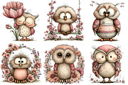 Whimsical Spring Owl Clipart Bundle, an Illustration by DreamPrint404 (Thumbnail 4 of 6)