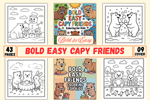 Bold & Easy Capy Friends Coloring, an Animal Illustration by Ink Gallery