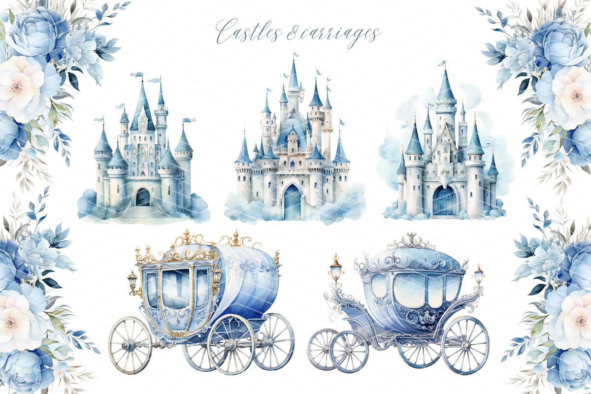 Blue Princess Clipart Set, a Person Illustration by ClipArtCharm (Photo 3 of 6)