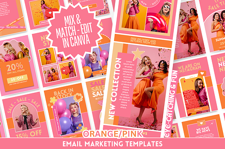 Orange Pink Email Templates, an Email Template by SunshineStudioBoutique
