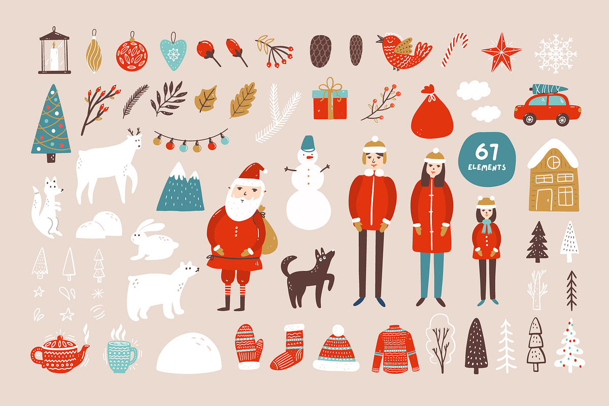 Merry Christmas & Happy New Year, an Animal Illustration by JuliyArt (Photo 3 of 9)