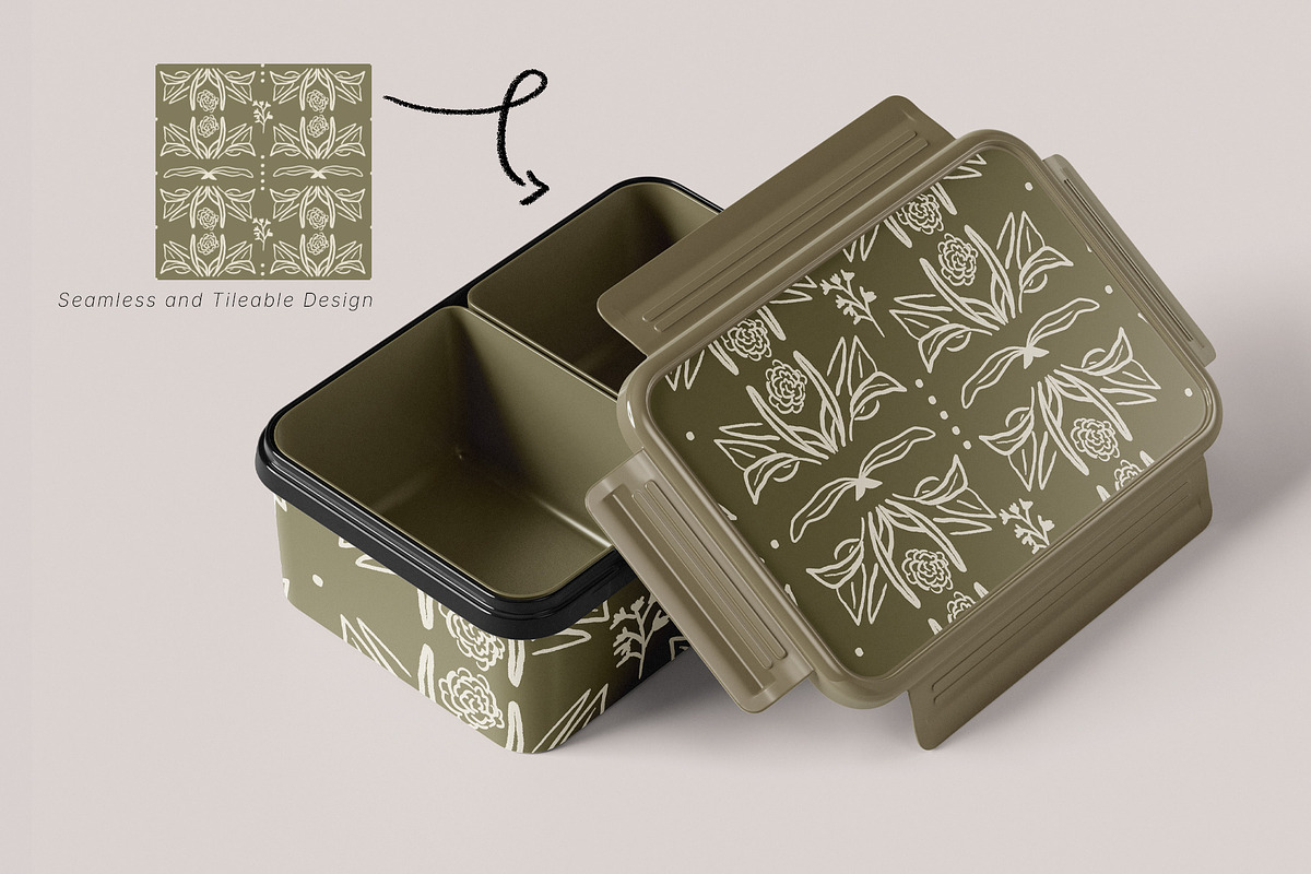 Vintage Floral Line Art Patterns, a Pattern Graphic by lilovwishes (Photo 6 of 7)