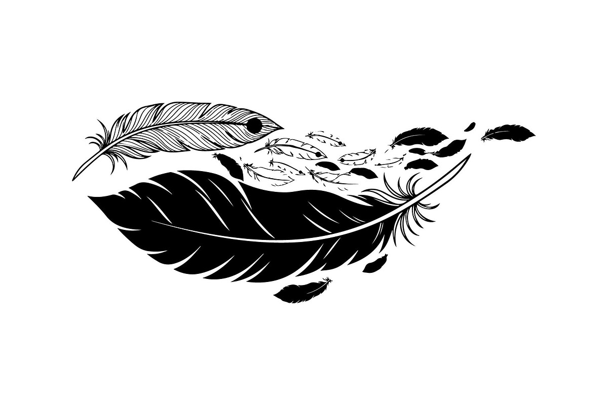 Boho Feather Silhouette Vector, an Object Graphic by jahid234 (Photo 49 of 51)