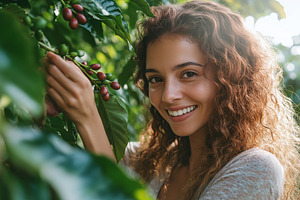 Smiling woman in Brazil harvesting r, a Photo by Iftikhar Alam
