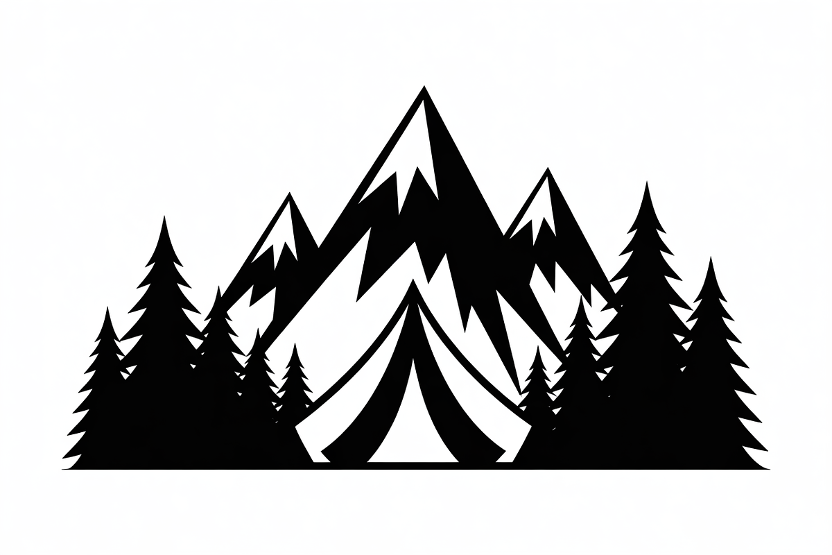 silhouette camping tent mountain, an Illustration by Amazin_art (Photo 9 of 17)