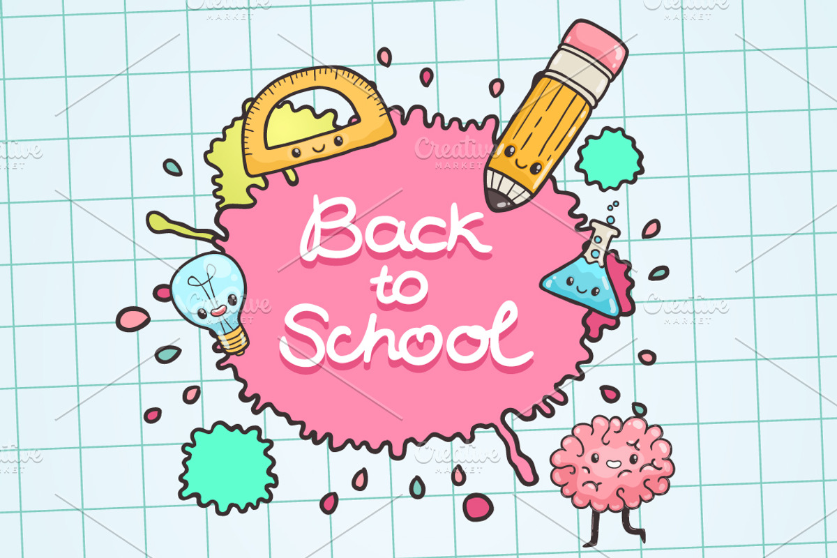 Back to School. Cute characters., an Education Illustration by kostolom3ooo (Photo 2 of 5)