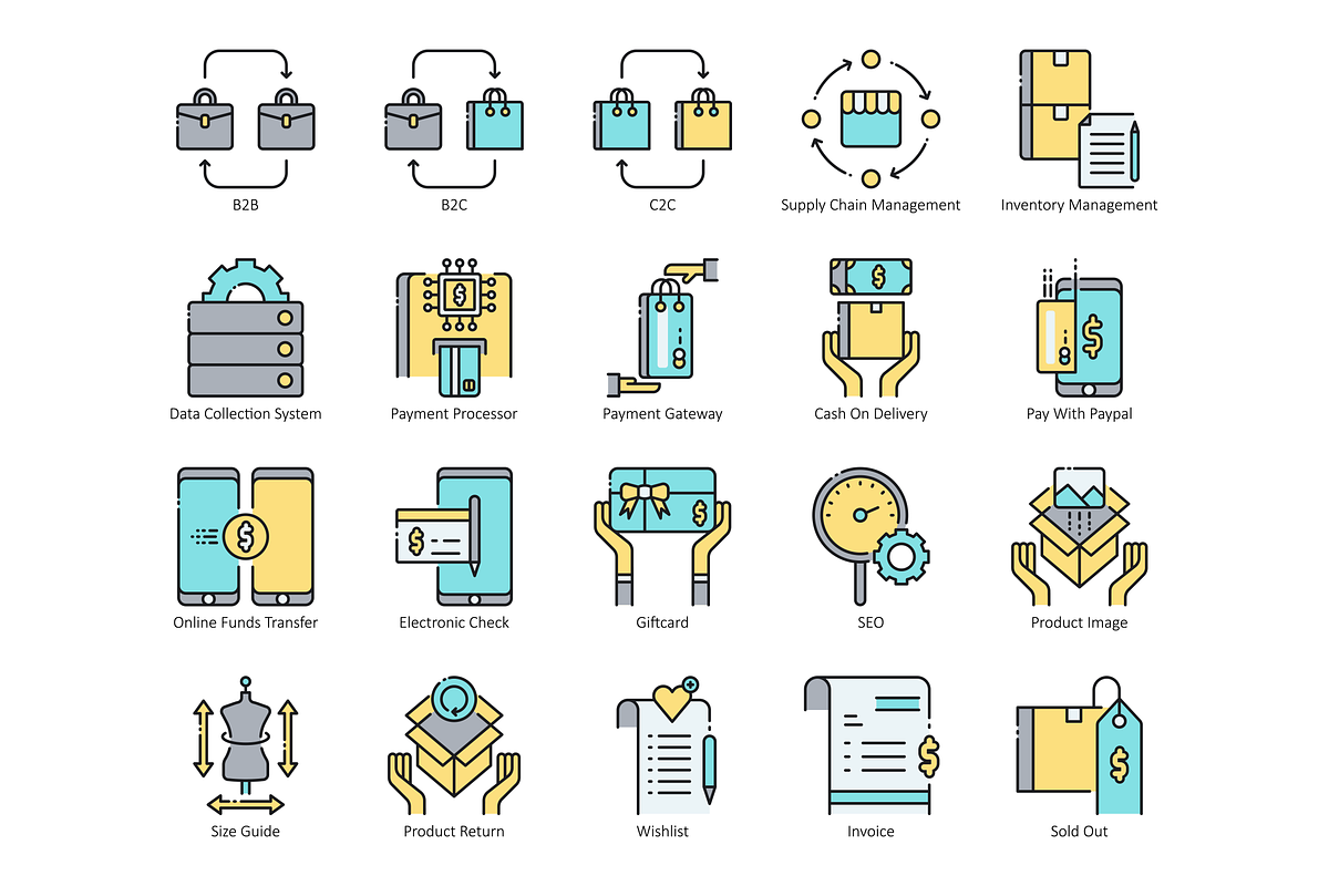 80 Shopping & Commerce Icons | Aqua, an Outline Icon by Flat Icons