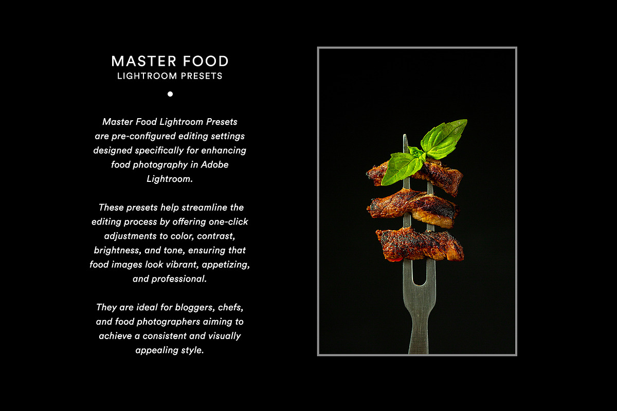 Master Food 60 Lightroom Presets, a Preset Add-On by Supply Boutique Co. (Photo 2 of 12)