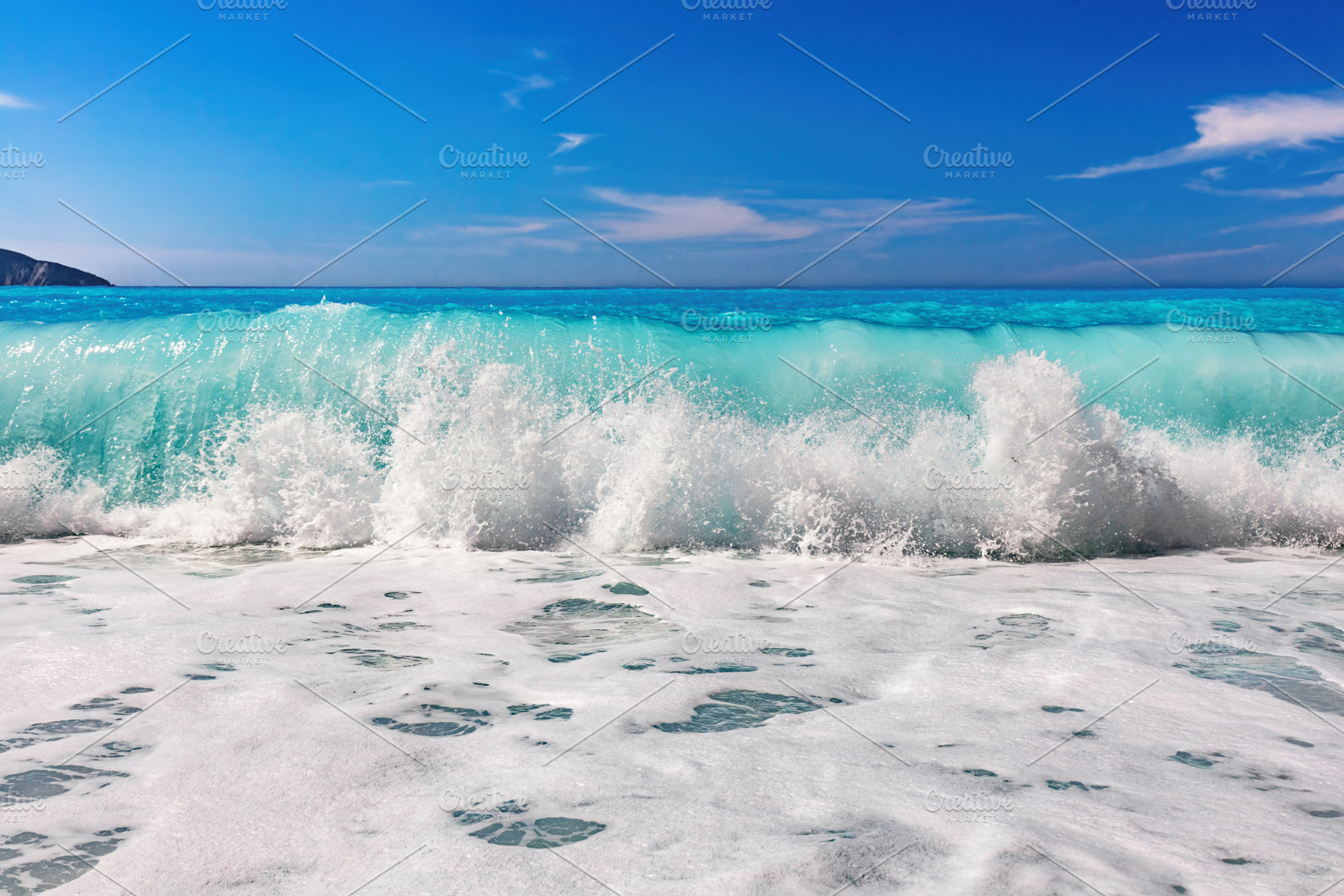 Waves crashing Ionian sea in Greece., a Nature Photo by Photocreo Michal Bednarek