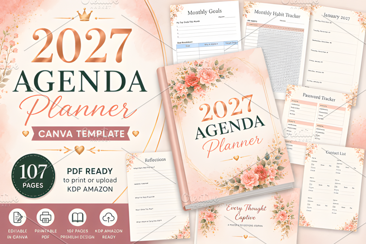 2027 Agenda Planner | Canva Template, a Marketing Template by Coco Bloom (Photo 1 of 4)