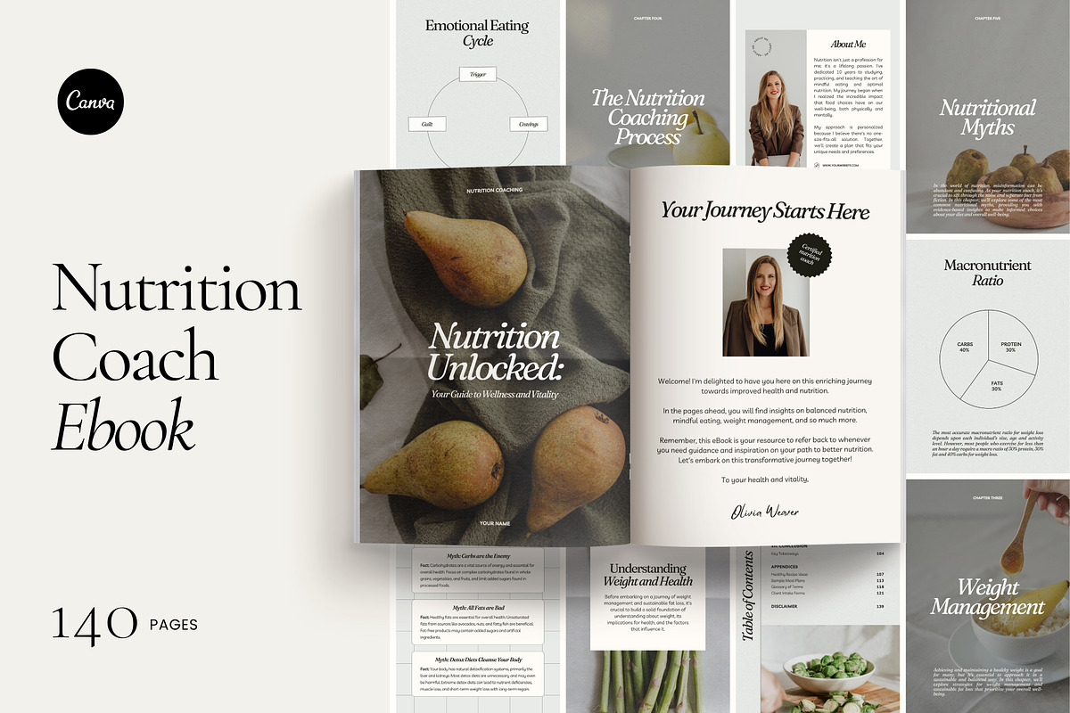 Nutrition Coach Ebook - Canva, a Magazine Template by Willoe Studio (Photo 1 of 11)