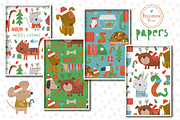 Holiday pets paper set, a Pattern Graphic by Poppymoondesign (Thumbnail 2 of 3)