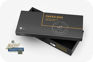 Black Paper Box Mockup