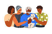 Children care about senior parents, a Person Illustration by Good Studio (Thumbnail 2 of 8)