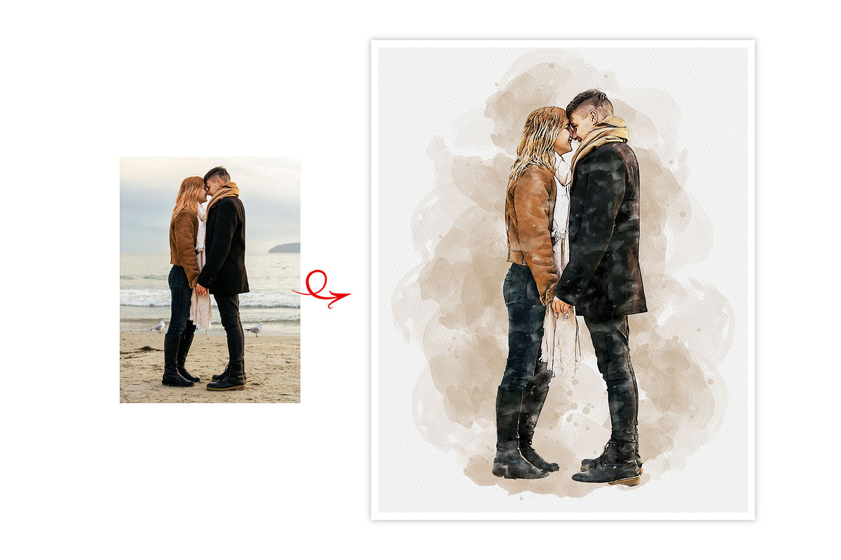 Watercolors Couple's Dreamy Painting, an Action Add-On by MRI STUDIO (Photo 8 of 26)