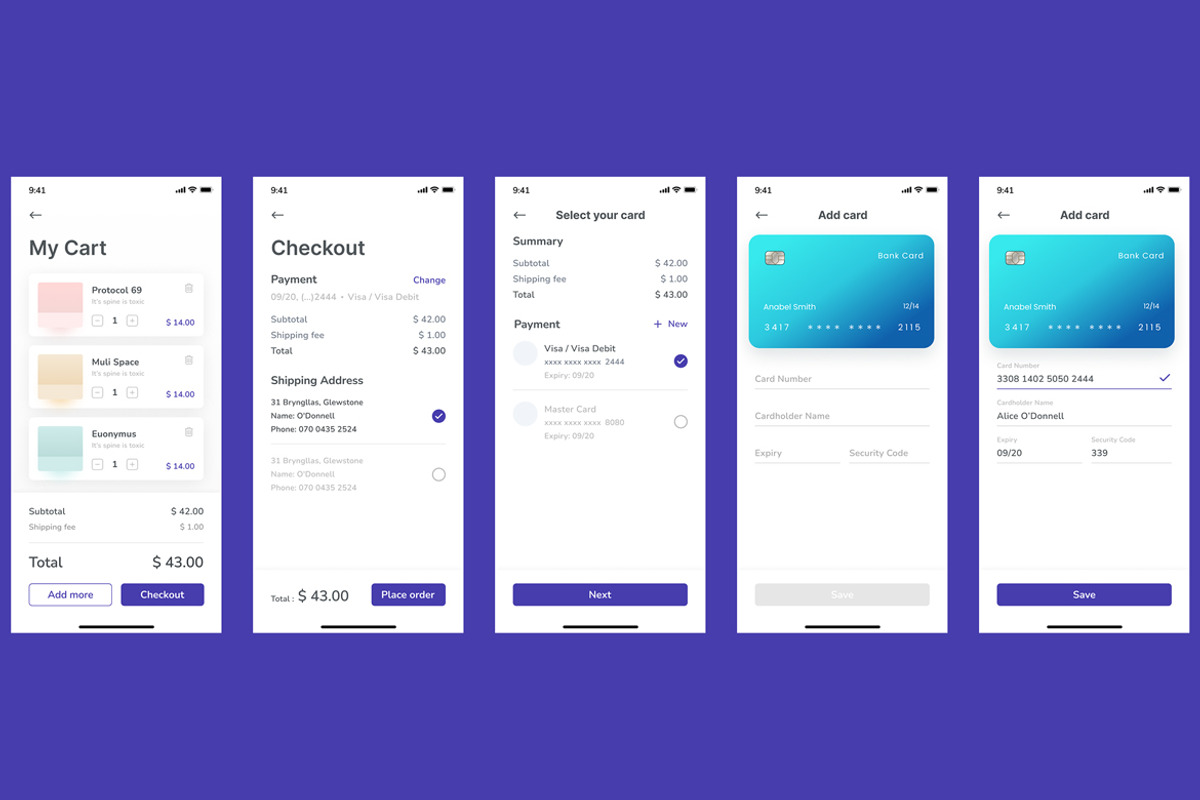 Cart, Checkout, Add Card , Pay App, an App Template by nagaredesignstudio (Photo 2 of 2)
