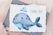 Watercolor Ocean Animals Clipart, an Animal Illustration by ekossa_art (Thumbnail 4 of 4)