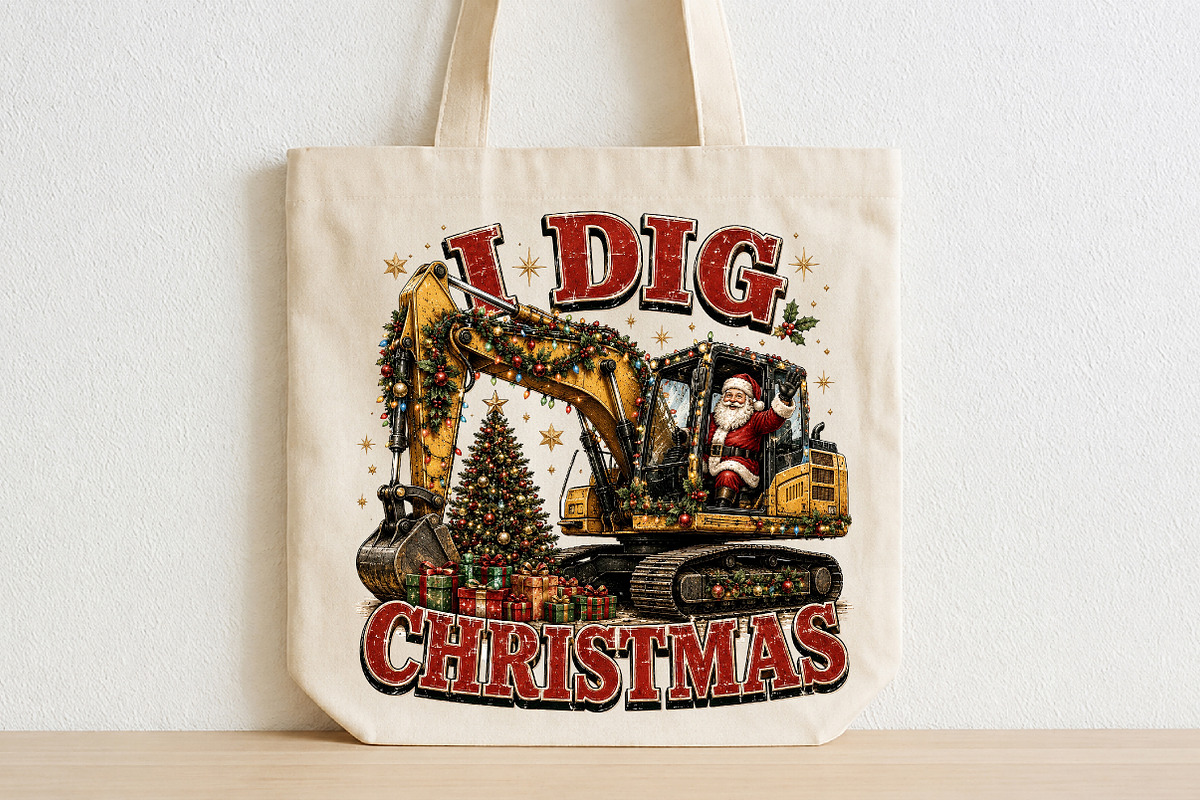 I Dig Christmas Excavator Santa PNG, a Seasonal Illustration by CraftArtStudio (Photo 2 of 4)