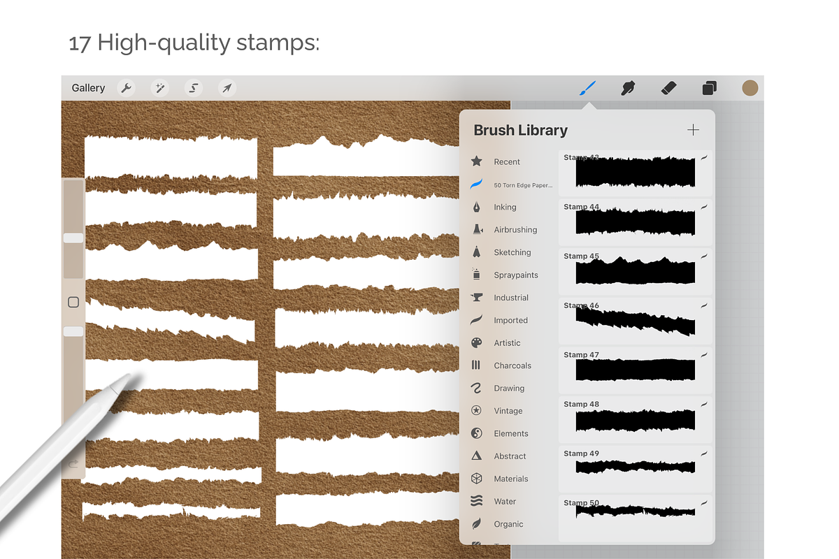 Procreate Torn Edge Paper Brushes, a Brushes & More by HopeArtIllustration (Photo 5 of 6)