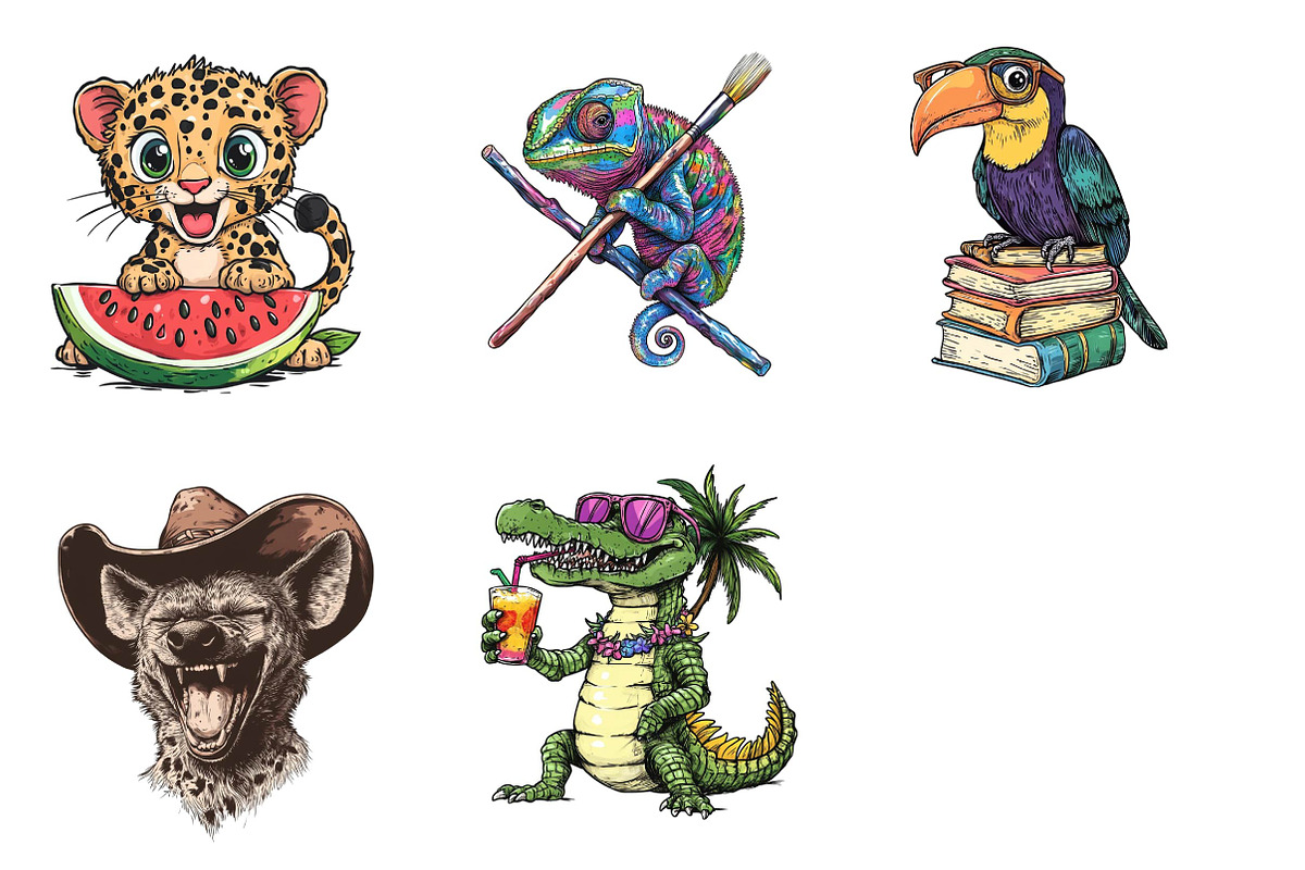 Quirky Safari Animals Clipart, an Illustration by CreationArt (Photo 4 of 6)