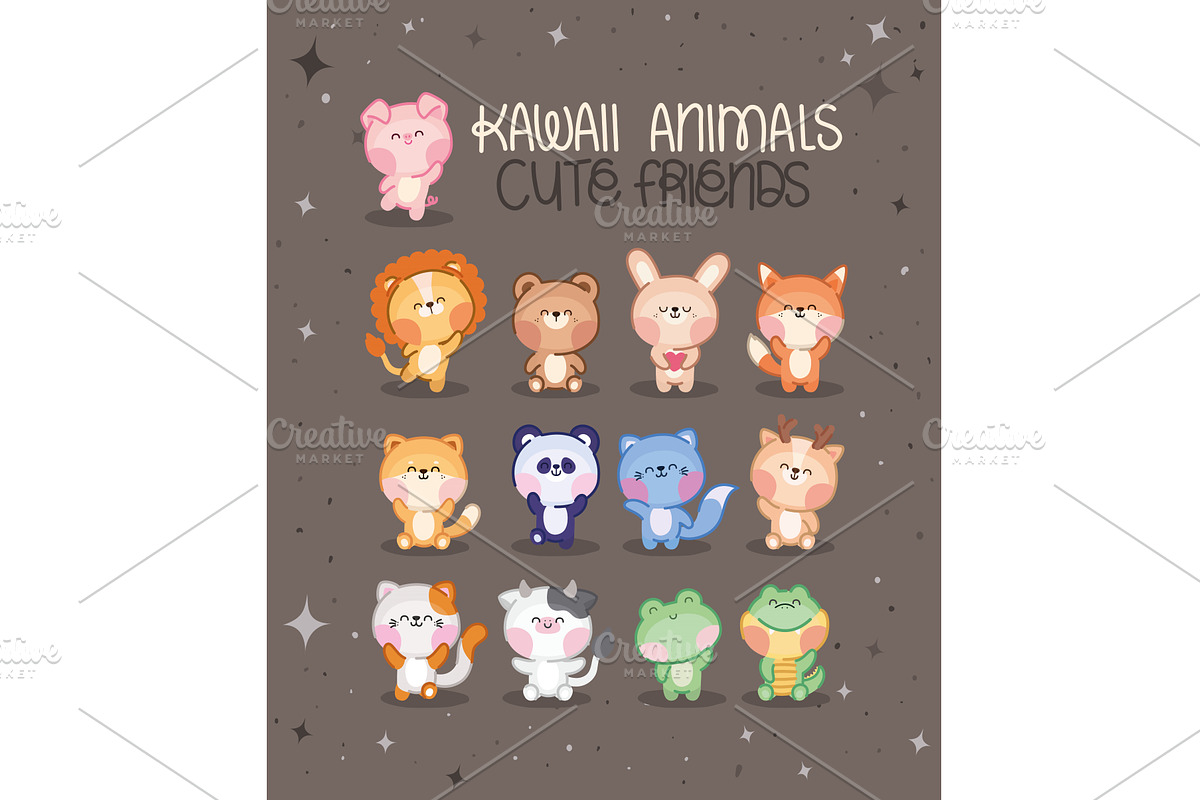 set of kawaii animals, an Animal Illustration by studiogstock