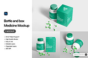 Bottle and Box Medicine Mockup, a Packaging Mockup by SLAB! Design (Thumbnail 1 of 8)
