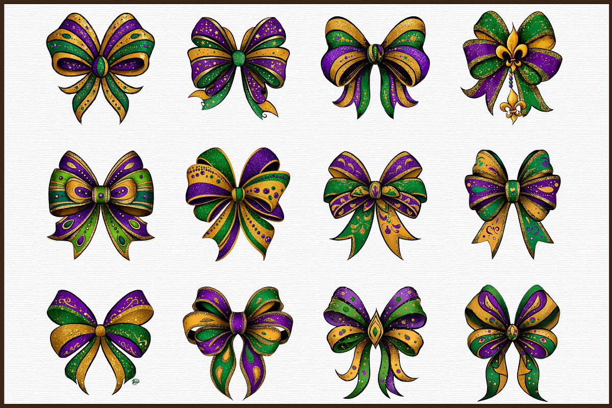 Mardi Gras Bow, Coquette Bow, Mardi, an Illustration by Sublimation Artist (Photo 3 of 6)