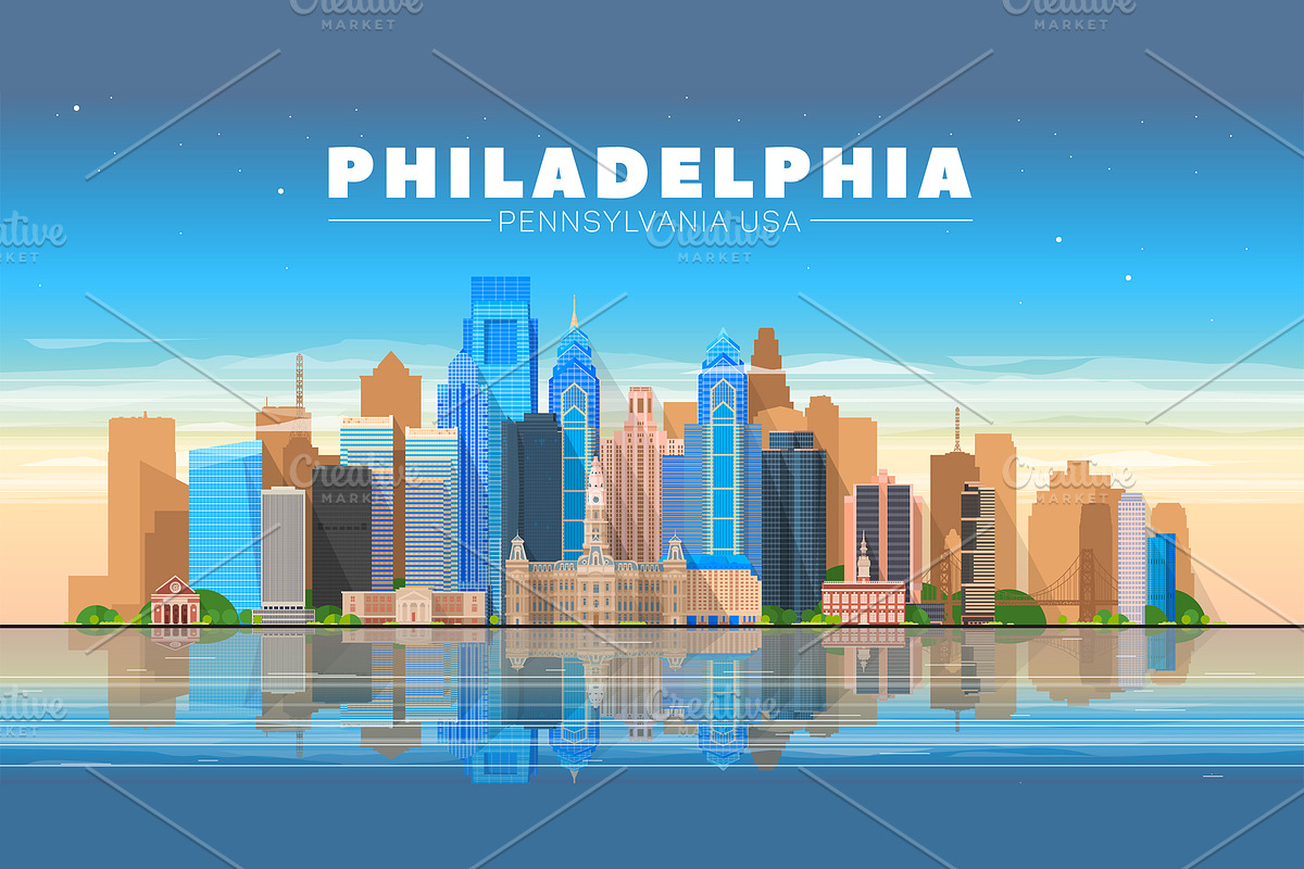 Philadelphia Pensylvania USA skyline, an Illustration by Sky and glass (Photo 2 of 6)