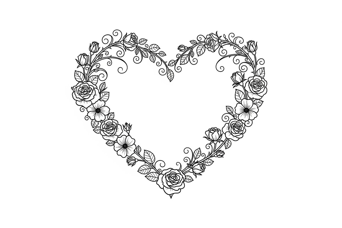 Floral Heart Frame SVG Bundle, an Illustration by Designs_River (Photo 3 of 31)