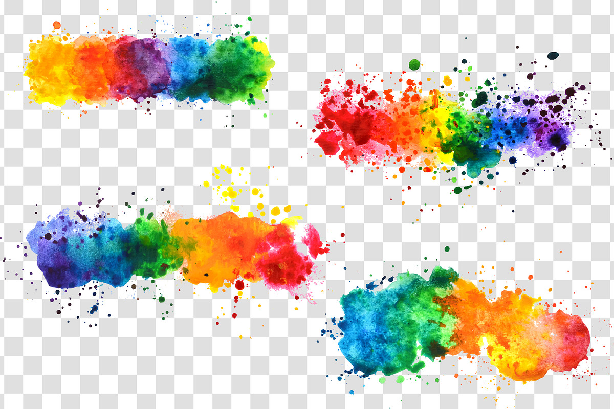 rainbow watercolor splashes, a Decorative Illustration by PatapovaVika (Photo 2 of 2)