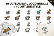 Cute Animal Logo Bundle Vol 1, a Branding & Logo Template by Qilart (Thumbnail 1 of 3)