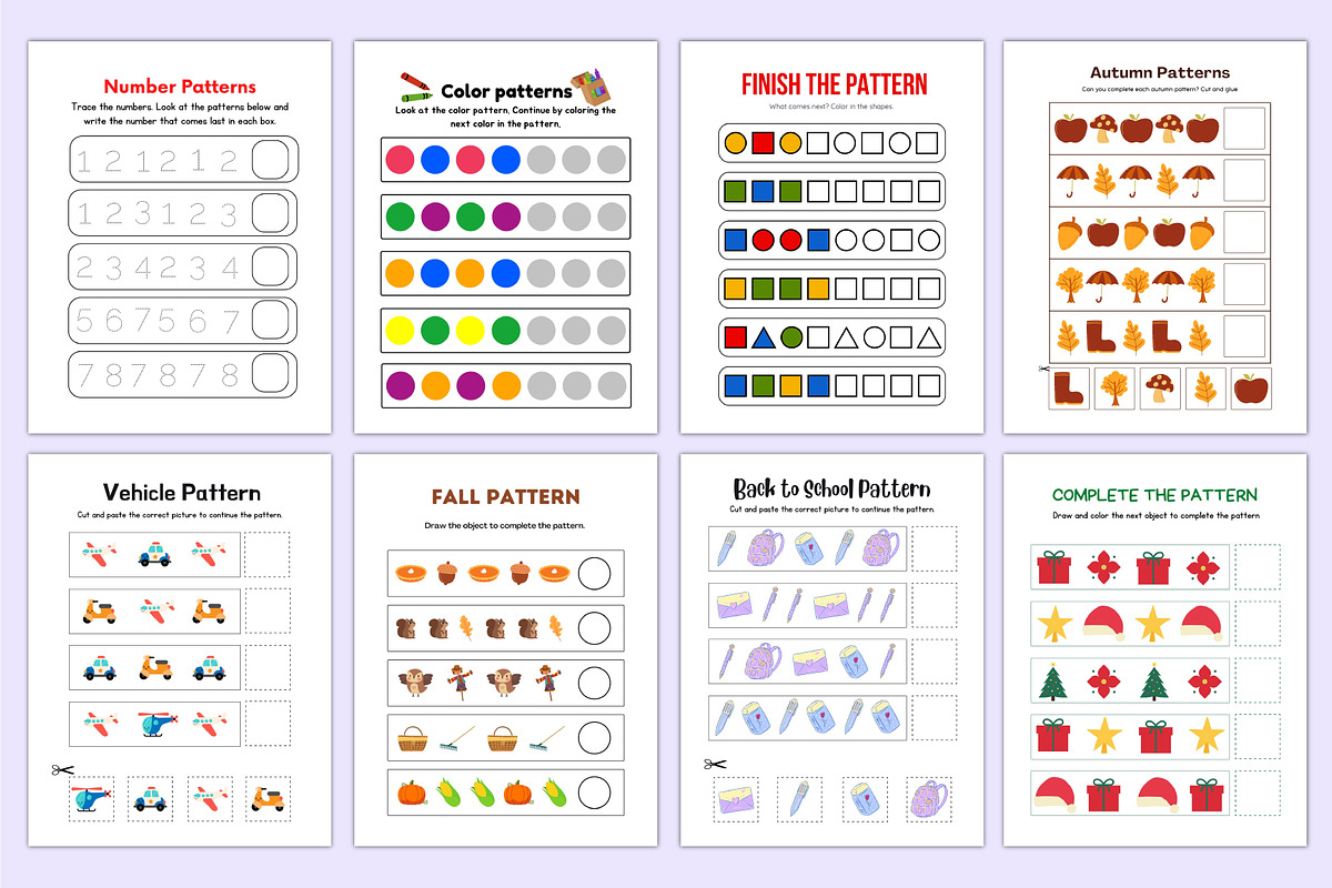 Kindergarten Pattern Workbook Kids