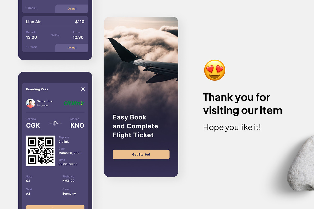 Mosca - Ticket Airlines App, an UI Kit Template by Panen Creative (Photo 3 of 3)