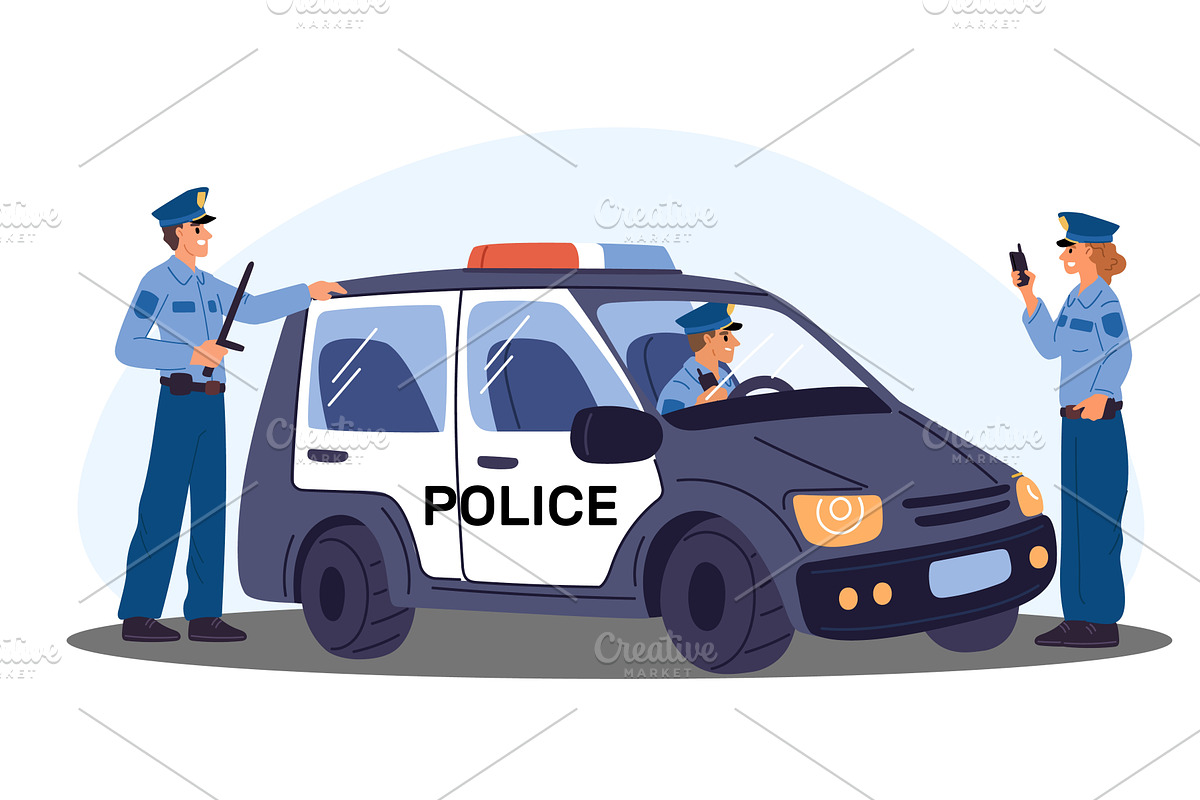 Male and female police officers, a Transportation Illustration by Vectorbuum