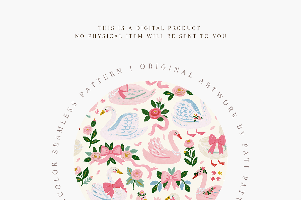 Pink Swan Seamless Pattern, a Pattern Graphic by Pati Charm Studio (Photo 4 of 6)