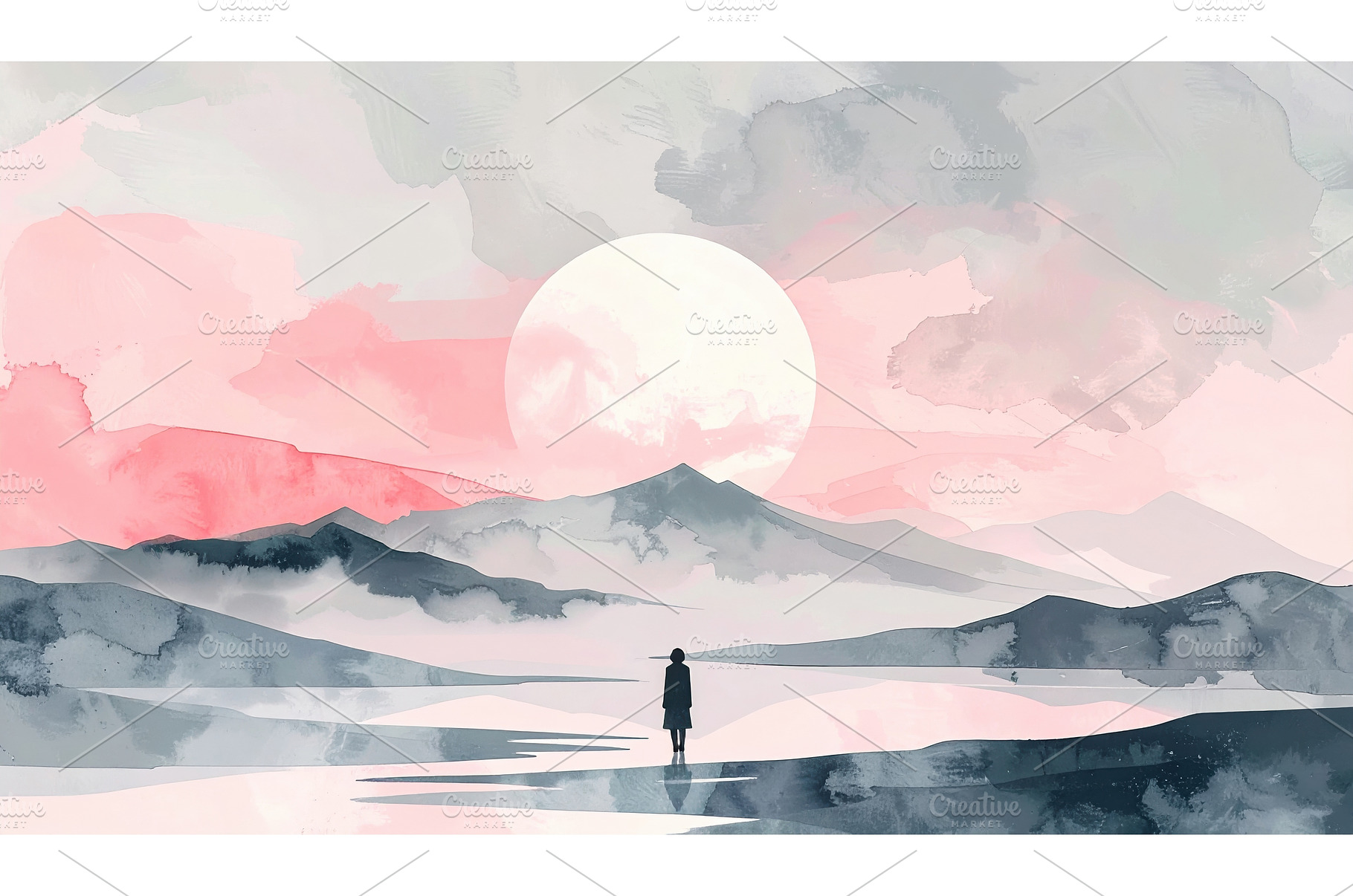 Minimalist watercolor landscape of, a Nature Photo by Igor Tichonow
