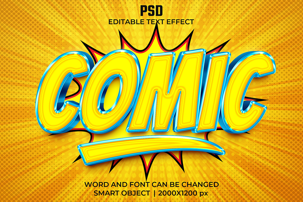 Comic 3d Editable Text Effect Style, a Layer Style Add-On by bdrobin